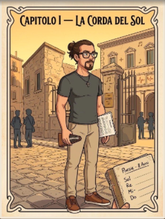 La cartolina del Capitolo I, davanti alla scuola