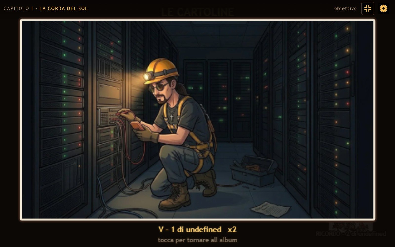 Una delle venticinque cartoline nascoste, vista nell'album del gioco
