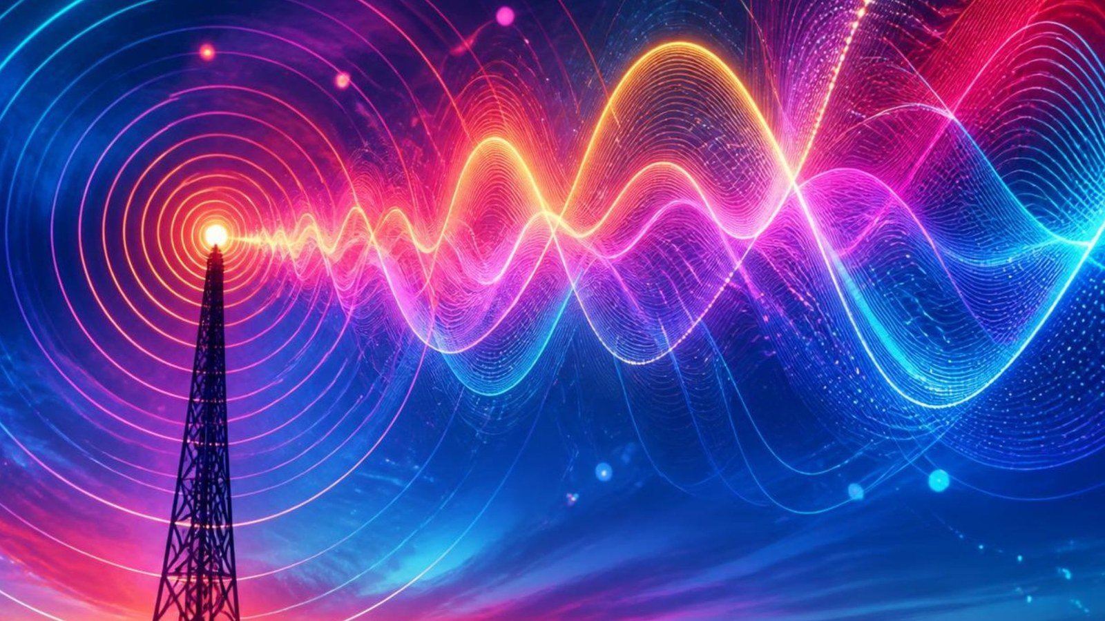 Copertina di Damiano in onda: antenna radio e onde sonore